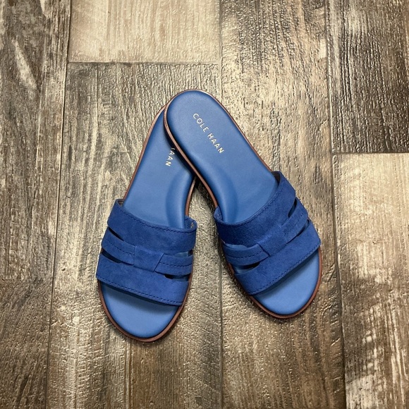 Cole Haan Royal Blue Suede Slides Size 5.5 - Picture 1 of 16